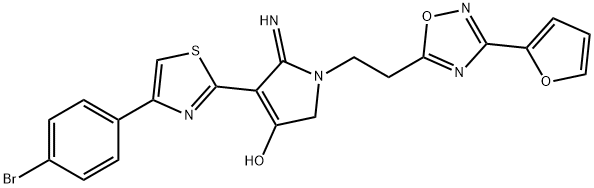 4-(4-(4-bromophenyl)thiazol-2-yl)-1-(2-(3-(furan-2-yl)-1,2,4-oxadiazol-5-yl)ethyl)-5-imino-2,5-dihydro-1H-pyrrol-3-ol Structure