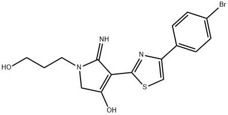 4-(4-(4-bromophenyl)thiazol-2-yl)-1-(3-hydroxypropyl)-5-imino-2,5-dihydro-1H-pyrrol-3-ol Structure