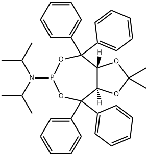 (3aR,8aR)-tetrahydro-2,2-dimethyl-N,N-bis(1-methylethyl)-4,4,8,8-tetraphenyl-1,3-Dioxolo[4,5-e][1,3,2]dioxaphosphepin-6-amine Structure