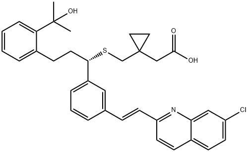 (S,E)-2-(1-(((1-(3-(2-(7-chloroquinolin-2-yl)vinyl)phenyl)-3-(2-(2-hydroxypropan-2-yl)phenyl)propyl)thio)methyl)cyclopropyl)acetic acid Structure