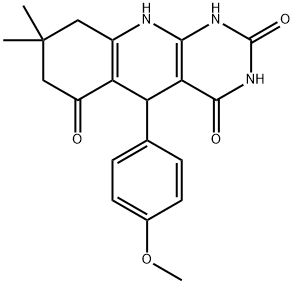 5-(4-methoxyphenyl)-8,8-dimethyl-5,8,9,10-tetrahydropyrimido[4,5-b]quinoline-2,4,6(1H,3H,7H)-trione Structure