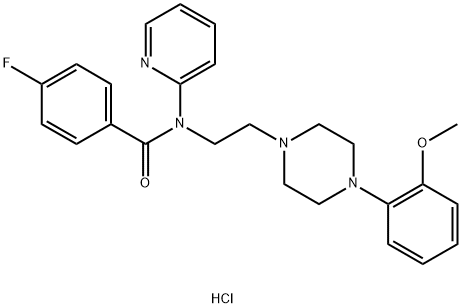 Benzamide,4-fluoro-N-[2-[4-(2-methoxyphenyl)-1-piperazinyl]ethyl]-N-2-pyridinyl-,dihydrochloride Structure