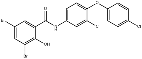 3,5-dibromo-N-[3-chloro-4-(4-chlorophenoxy)phenyl]-2-hydroxybenzamide 구조식 이미지