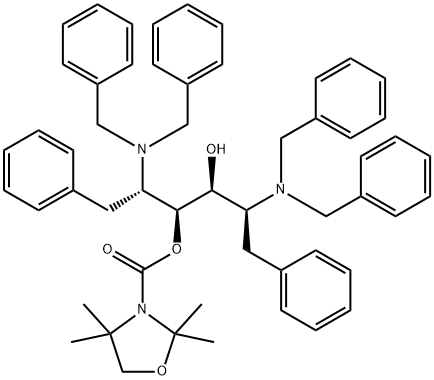 (2S,3S,4S,5S)-2,5-bis(dibenzylamino)-4-hydroxy-1,6-diphenylhexan-3-yl 2,2,4,4-tetramethyloxazolidine-3-carboxylate(WXG01041) Structure