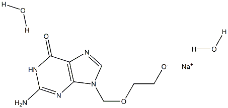 Sodium 2-((2-amino-6-oxo-1H-purin-9(6H)-yl)methoxy)ethanolate dihydrate 구조식 이미지
