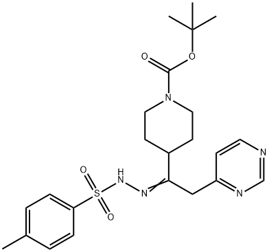 TERT-BUTYL -4-(2-(PYRIMIDIN-4-YL)-1-(2-TOSYLHYDRAZINEYLIDENE)ETHYL)PIPERIDINE-1-CARBOXYLATE(WXG03065) Structure