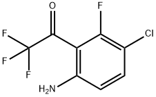 1-(6-Amino-3-chloro-2-fluorophenyl)-2,2,2-trifluoroethanone 구조식 이미지