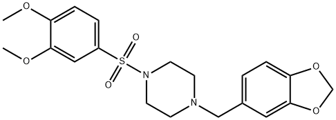 1-(1,3-benzodioxol-5-ylmethyl)-4-[(3,4-dimethoxyphenyl)sulfonyl]piperazine Structure