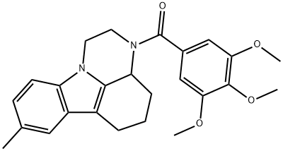 8-methyl-3-(3,4,5-trimethoxybenzoyl)-2,3,3a,4,5,6-hexahydro-1H-pyrazino[3,2,1-jk]carbazole 구조식 이미지
