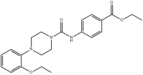 ethyl 4-(4-(2-ethoxyphenyl)piperazine-1-carboxamido)benzoate 구조식 이미지