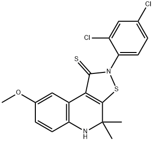 2-(2,4-dichlorophenyl)-8-methoxy-4,4-dimethyl-4,5-dihydro[1,2]thiazolo[5,4-c]quinoline-1(2H)-thione Structure
