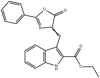 ethyl 3-[(Z)-(5-oxo-2-phenyl-1,3-oxazol-4(5H)-ylidene)methyl]-1H-indole-2-carboxylate 구조식 이미지