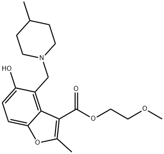 2-methoxyethyl 5-hydroxy-2-methyl-4-[(4-methylpiperidin-1-yl)methyl]-1-benzofuran-3-carboxylate 구조식 이미지