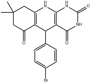 5-(4-bromophenyl)-8,8-dimethyl-5,8,9,10-tetrahydropyrimido[4,5-b]quinoline-2,4,6(1H,3H,7H)-trione 구조식 이미지