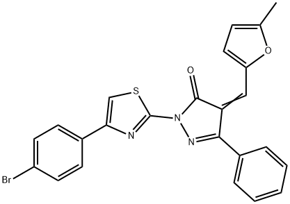 (4Z)-2-[4-(4-bromophenyl)-1,3-thiazol-2-yl]-4-[(5-methylfuran-2-yl)methylidene]-5-phenyl-2,4-dihydro-3H-pyrazol-3-one 구조식 이미지