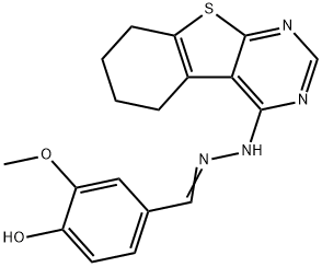 2-Methoxy-4-[(5,6,7,8-tetrahydro-benzo[4,5]thieno[2,3-d]pyrimidin-4-yl)-hydrazonomethyl]-phenol Structure