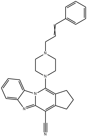 11-{4-[(2E)-3-phenylprop-2-en-1-yl]piperazin-1-yl}-2,3-dihydro-1H-cyclopenta[4,5]pyrido[1,2-a]benzimidazole-4-carbonitrile 구조식 이미지