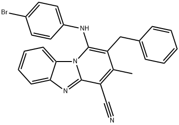2-benzyl-1-[(4-bromophenyl)amino]-3-methylpyrido[1,2-a]benzimidazole-4-carbonitrile 구조식 이미지
