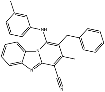 2-benzyl-3-methyl-1-[(3-methylphenyl)amino]pyrido[1,2-a]benzimidazole-4-carbonitrile 구조식 이미지