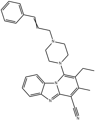 2-ethyl-3-methyl-1-{4-[(2E)-3-phenylprop-2-en-1-yl]piperazin-1-yl}pyrido[1,2-a]benzimidazole-4-carbonitrile 구조식 이미지