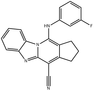 11-[(3-fluorophenyl)amino]-2,3-dihydro-1H-cyclopenta[4,5]pyrido[1,2-a]benzimidazole-4-carbonitrile 구조식 이미지