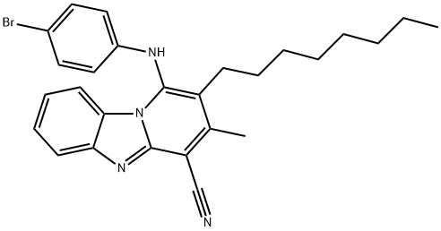 1-[(4-bromophenyl)amino]-3-methyl-2-octylpyrido[1,2-a]benzimidazole-4-carbonitrile Structure