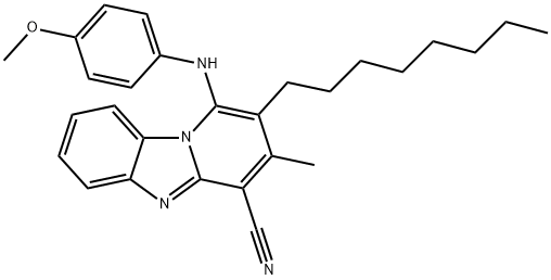 1-[(4-methoxyphenyl)amino]-3-methyl-2-octylpyrido[1,2-a]benzimidazole-4-carbonitrile 구조식 이미지