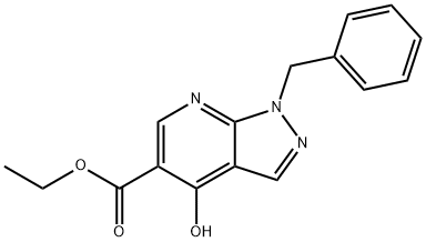 1-벤질-4-하이드록시-1H-피라졸로[3,4-b]피리딘-5-카복실산에틸에스테르 구조식 이미지