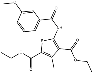 diethyl 5-(3-methoxybenzamido)-3-methylthiophene-2,4-dicarboxylate 구조식 이미지