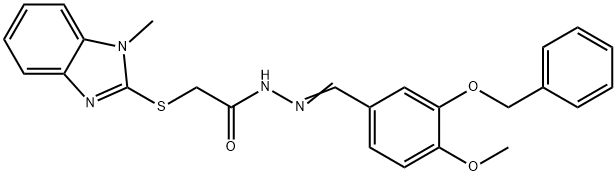 N'-{(E)-[3-(benzyloxy)-4-methoxyphenyl]methylidene}-2-[(1-methyl-1H-benzimidazol-2-yl)sulfanyl]acetohydrazide 구조식 이미지