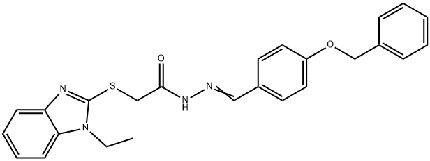 N'-{(E)-[4-(benzyloxy)phenyl]methylidene}-2-[(1-ethyl-1H-benzimidazol-2-yl)sulfanyl]acetohydrazide 구조식 이미지