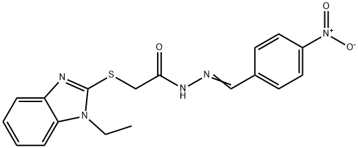 2-[(1-ethyl-1H-benzimidazol-2-yl)sulfanyl]-N'-[(E)-(4-nitrophenyl)methylidene]acetohydrazide 구조식 이미지