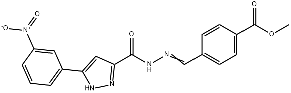 methyl 4-[(E)-(2-{[3-(3-nitrophenyl)-1H-pyrazol-5-yl]carbonyl}hydrazinylidene)methyl]benzoate 구조식 이미지