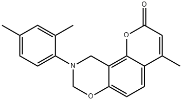 9-(2,4-dimethylphenyl)-4-methyl-9,10-dihydro-2H,8H-chromeno[8,7-e][1,3]oxazin-2-one 구조식 이미지