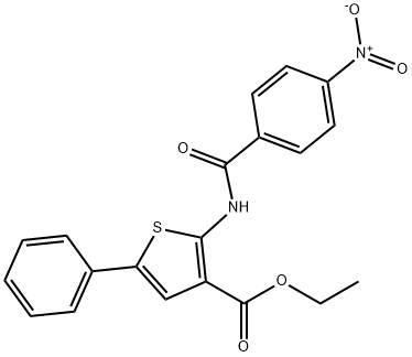 ethyl 2-({4-nitrobenzoyl}amino)-5-phenyl-3-thiophenecarboxylate Structure