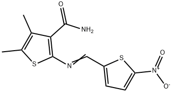 4,5-dimethyl-2-{[(5-nitro-2-thienyl)methylene]amino}-3-thiophenecarboxamide Structure