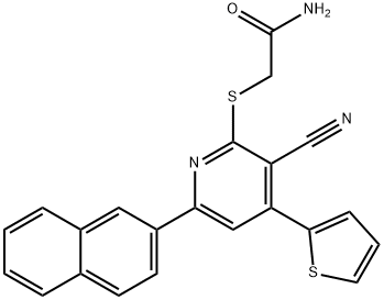 2-{[3-cyano-6-(naphthalen-2-yl)-4-(thiophen-2-yl)pyridin-2-yl]sulfanyl}acetamide 구조식 이미지