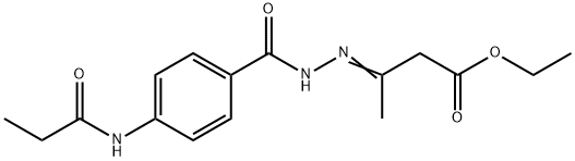 ethyl (3E)-3-(2-{[4-(propanoylamino)phenyl]carbonyl}hydrazinylidene)butanoate 구조식 이미지