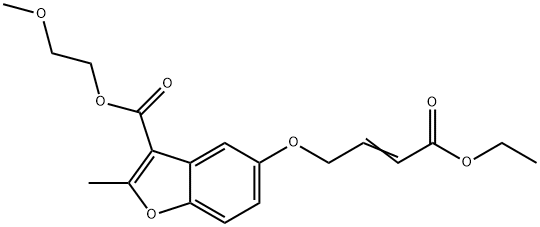 2-methoxyethyl 5-{[(2E)-4-ethoxy-4-oxobut-2-en-1-yl]oxy}-2-methyl-1-benzofuran-3-carboxylate 구조식 이미지