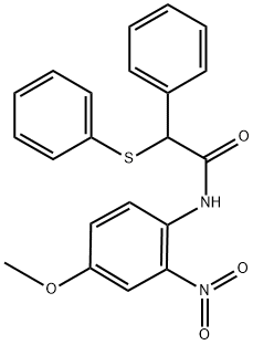 N-(4-methoxy-2-nitrophenyl)-2-phenyl-2-(phenylsulfanyl)acetamide 구조식 이미지