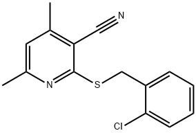 2-[(2-chlorobenzyl)sulfanyl]-4,6-dimethylpyridine-3-carbonitrile Structure