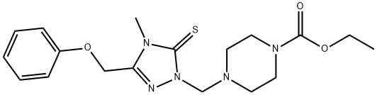 ethyl 4-((4-methyl-3-(phenoxymethyl)-5-thioxo-4,5-dihydro-1H-1,2,4-triazol-1-yl)methyl)piperazine-1-carboxylate 구조식 이미지