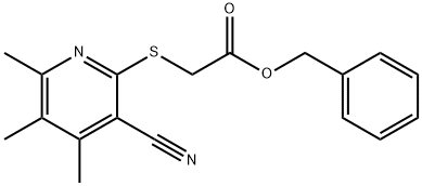 benzyl 2-((3-cyano-4,5,6-trimethylpyridin-2-yl)thio)acetate Structure