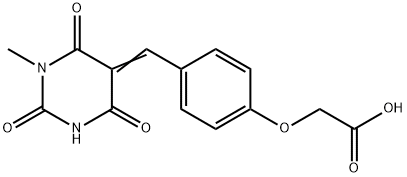 {4-[(E)-(1-methyl-2,4,6-trioxotetrahydropyrimidin-5(2H)-ylidene)methyl]phenoxy}acetic acid Structure