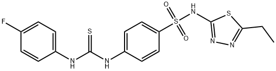 N-(5-ethyl-1,3,4-thiadiazol-2-yl)-4-({[(4-fluorophenyl)amino]carbonothioyl}amino)benzenesulfonamide 구조식 이미지