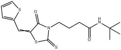 N-(tert-butyl)-4-[4-oxo-5-(2-thienylmethylene)-2-thioxo-1,3-thiazolidin-3-yl]butanamide Structure