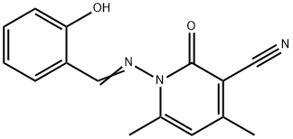 1,2-DIHYDRO-4,6-DIMETHYL-2-OXO-1-(SALICYLIDENEAMINO)-NICOTINONITRILE 구조식 이미지