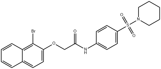 2-[(1-bromonaphthalen-2-yl)oxy]-N-[4-(piperidin-1-ylsulfonyl)phenyl]acetamide 구조식 이미지