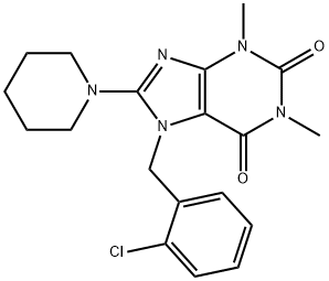 7-(2-chlorobenzyl)-1,3-dimethyl-8-(piperidin-1-yl)-3,7-dihydro-1H-purine-2,6-dione 구조식 이미지