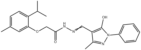 N'-[(E)-(5-hydroxy-3-methyl-1-phenyl-1H-pyrazol-4-yl)methylidene]-2-[5-methyl-2-(propan-2-yl)phenoxy]acetohydrazide Structure